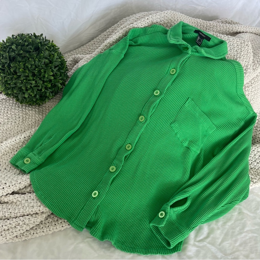 Forever 21 Green Button Down Shirt Size S